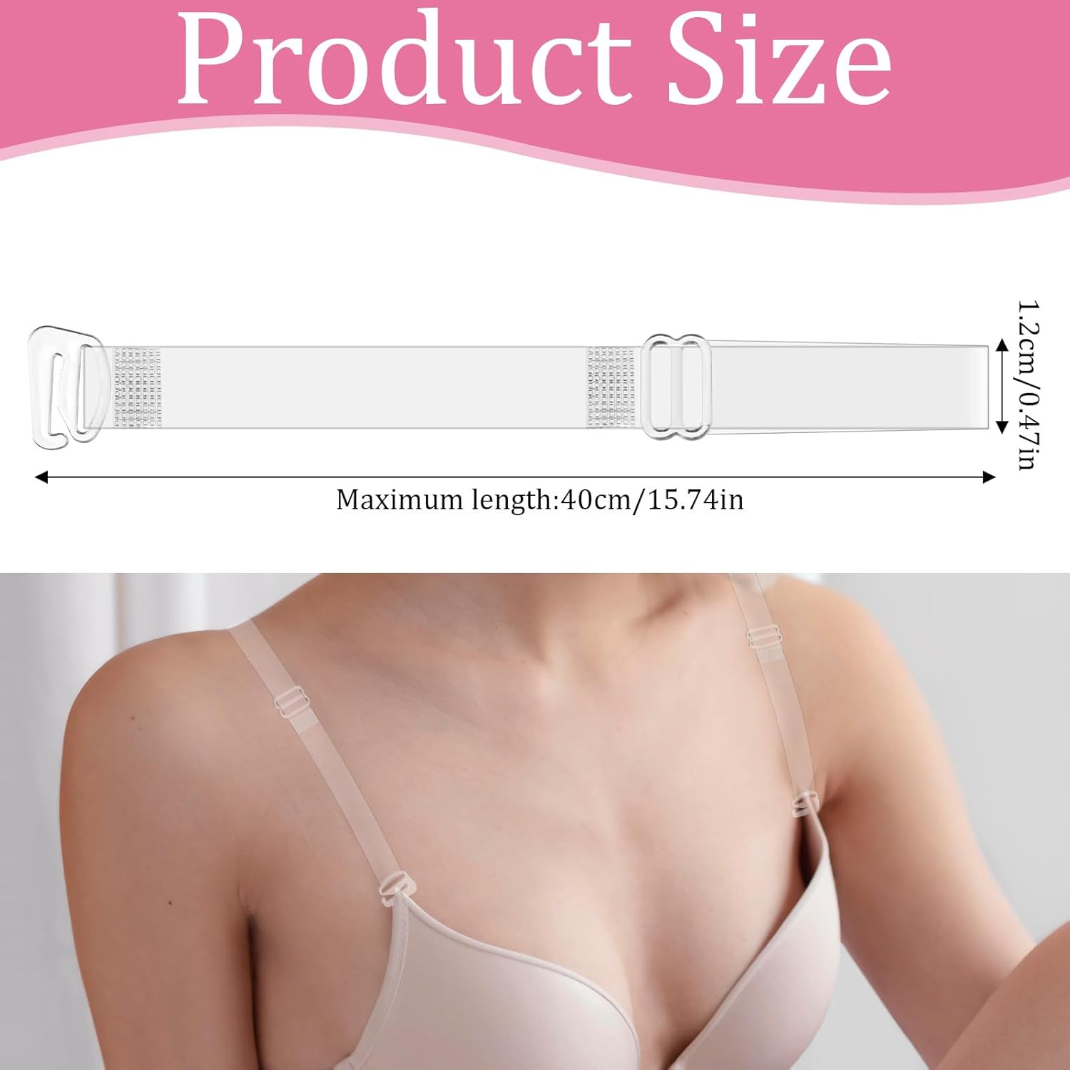 Clear Bra Straps for Women, 3 Pairs Clear Bra Straps Soft Non-slip Transparent Bras Strap 12 mm Thin TPU Invisible Adjustable Shoulder Strap for Women Girls — image 2
