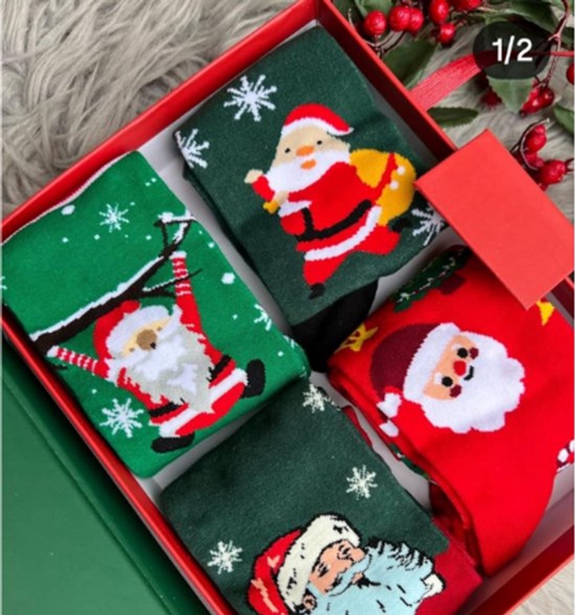 Socks - 4 pairs - House socks - Christmas socks - Gift set - Cotton socks with Santa Claus and snowman - Christmas socks - Christmas gift - Birthday โ image 3