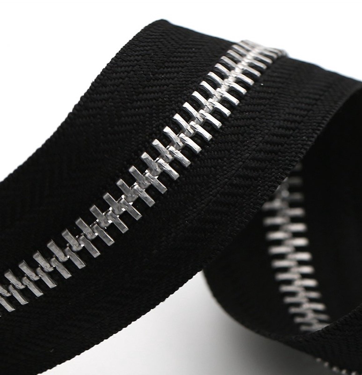 Zipper - Pack of 2 - Two-way zipper - Double slider - Divisible - Silver teeth - Black, silver - No. 5 70 cm - For jackets and coats — image 2