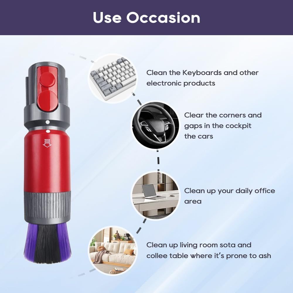 Traceless Scratch-ree Dusting Brush Compatible with Dyson V7 V8 V10 V11 V12 V15 Gen5 detect and Gen5 outsize Vacuum Cleaners, Handy Sel-cleaning Sot Bristles — image 4