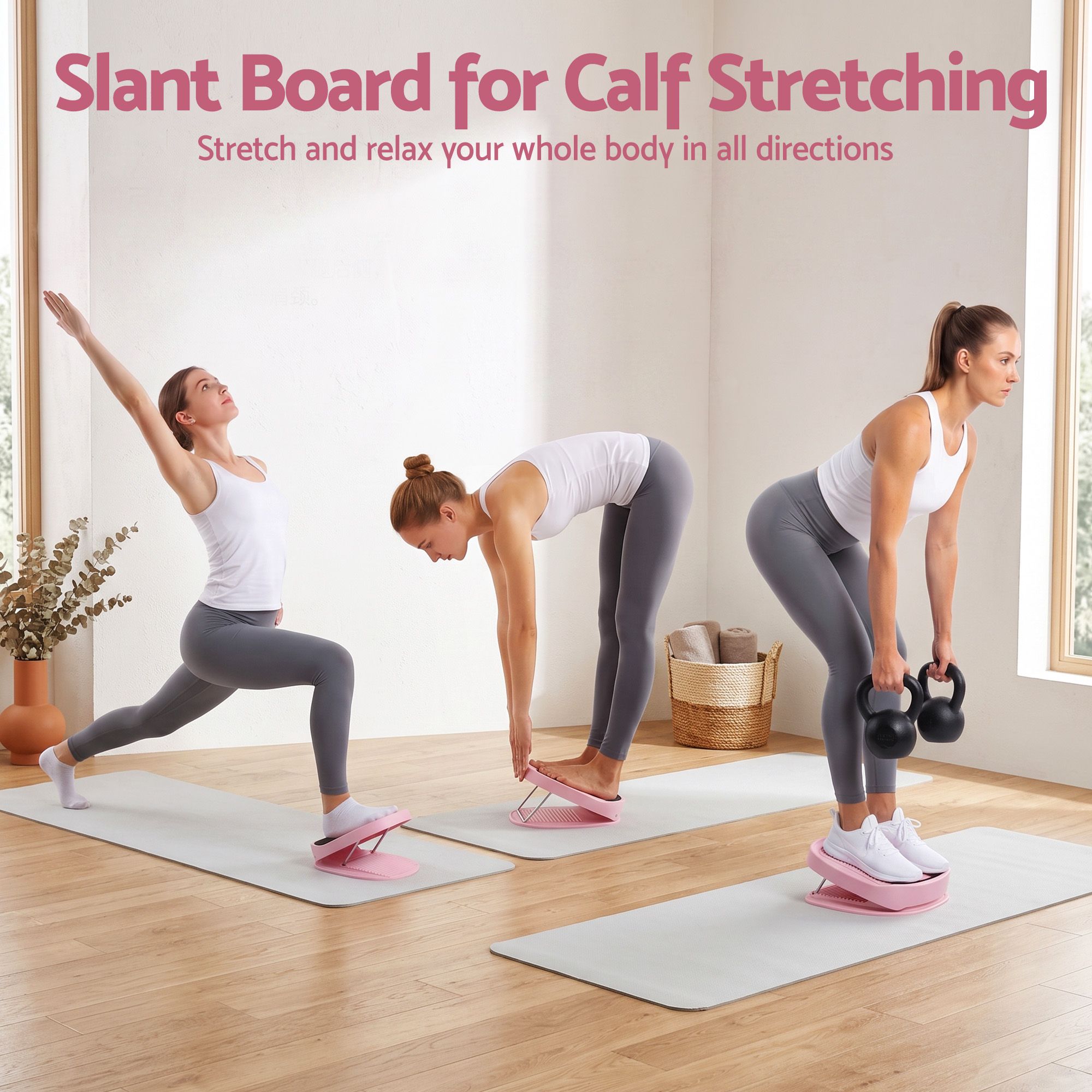 Everfit Slant Board, Balance Board, 14-Level Adjustable Incline Calf Stretcher for Stretching, Squats and Home Fitness Pink — image 5