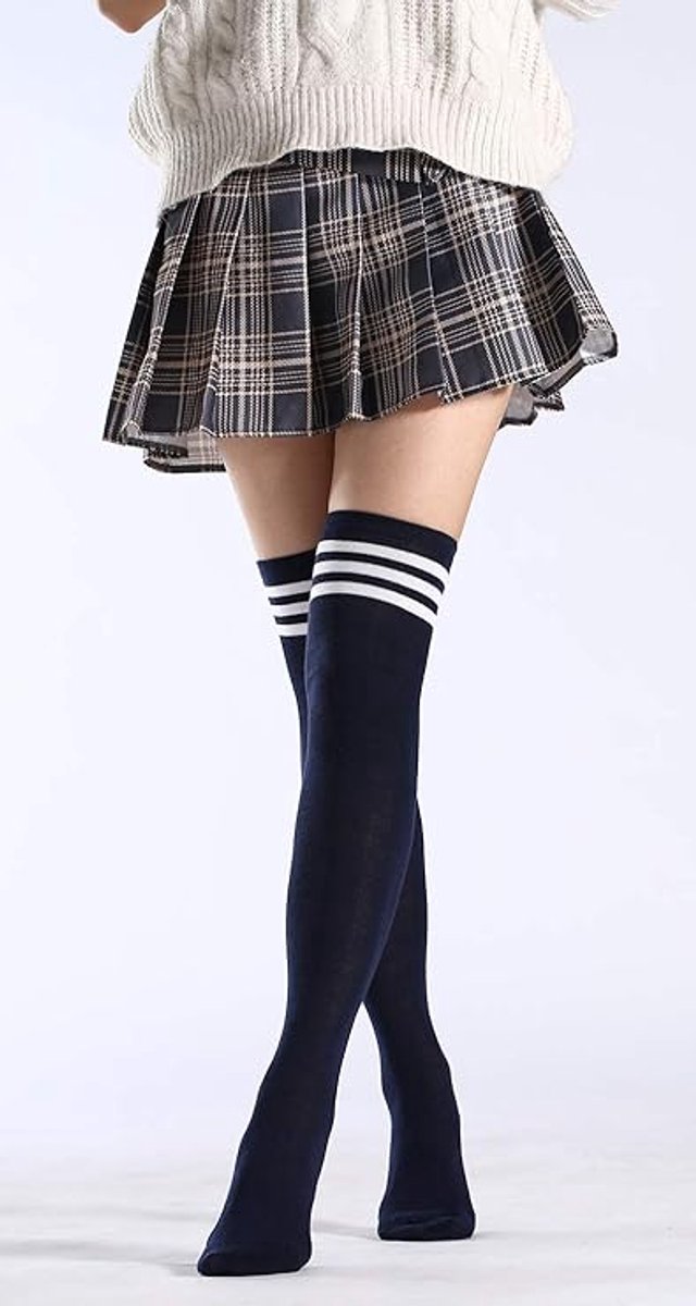 women's knee socks - 3 Pairs - knee socks for women - overknee socks - Sexy socks - girls' knee socks - striped socks - Black/Red/Blue — image 5