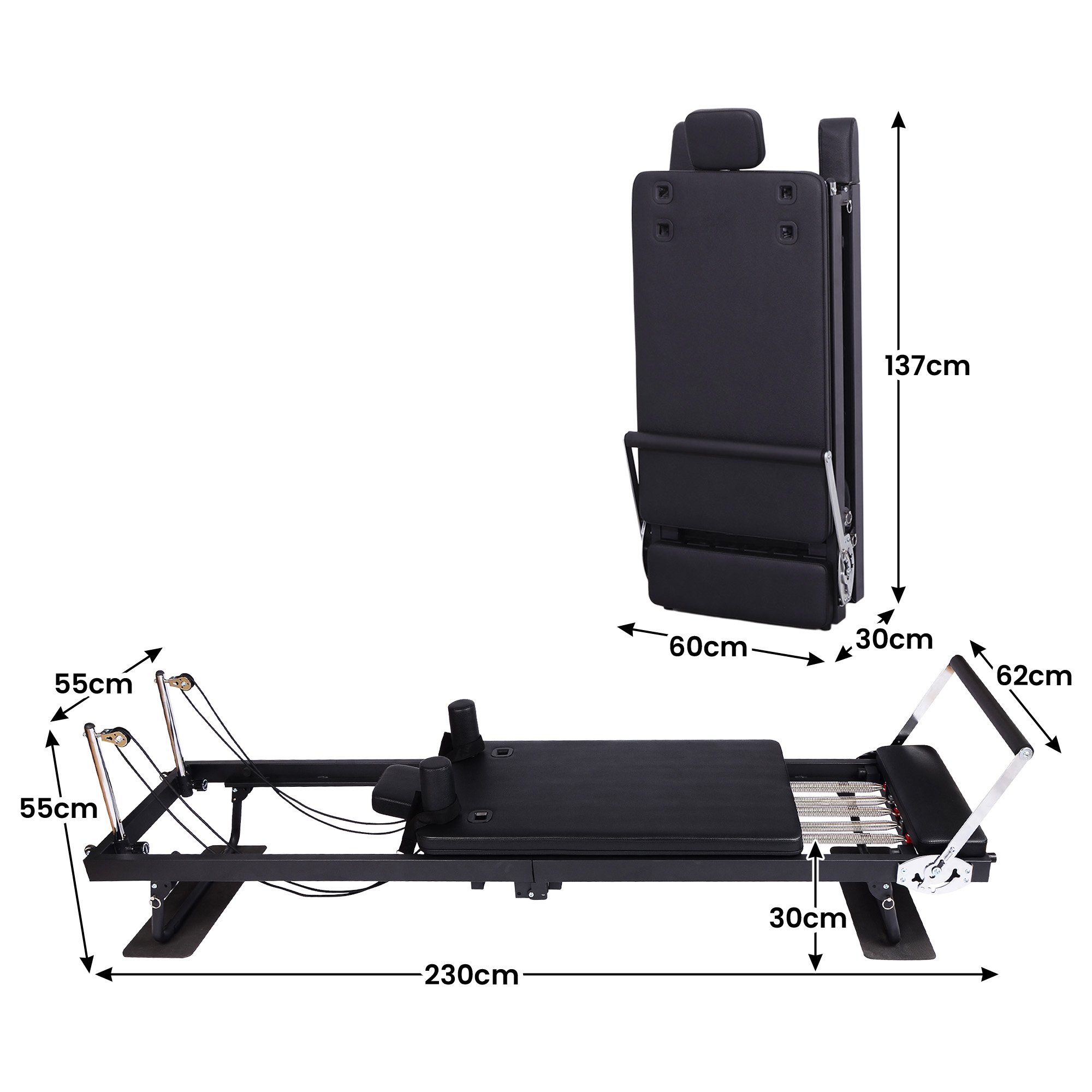 Powertrain Aria Pilates Reformer Machine Steel Foldable Multifunctional Home Gym Equipment Exercise Trainer Black — image 3