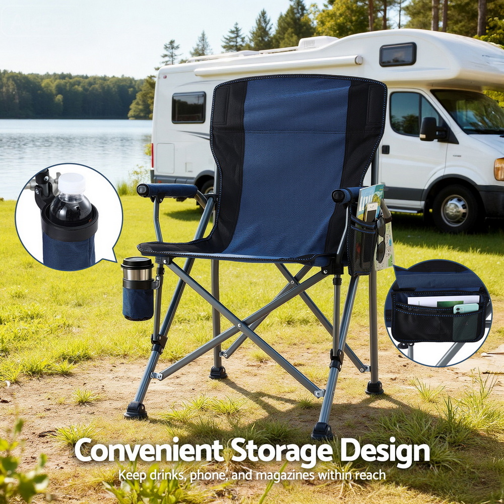Weisshorn Camping Chair Folding Outdoor Portable Seat Lightweight Beach Picnic Fishing Capacity 120KG Navy Blue — image 6