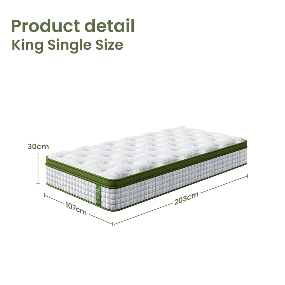 BedStory King Single 30cm Hybrid Mattress Cooling Gel Memory Foam 5 Zone Pocket Spring Bed Temperature Regulating โ image 2