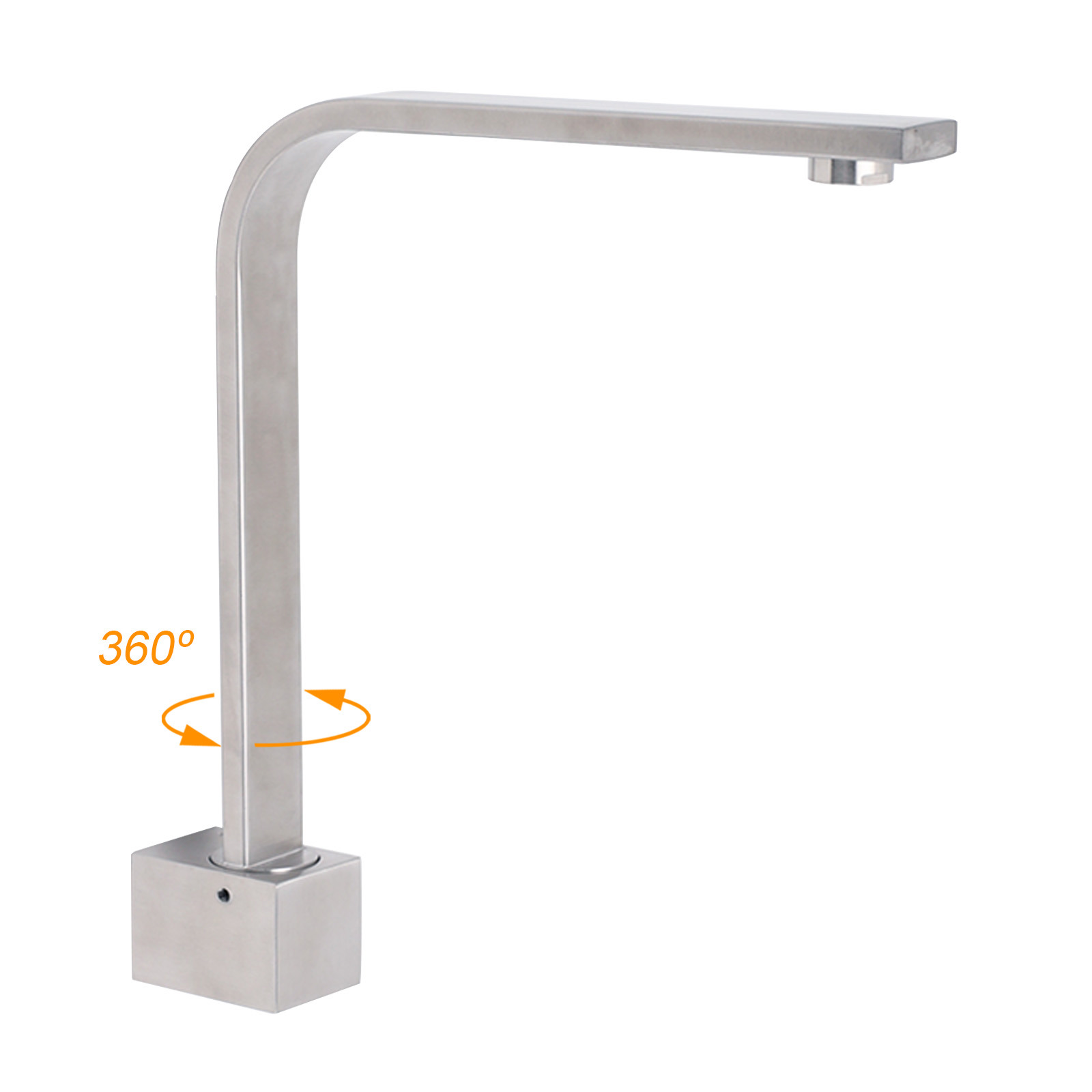 Brushed Nickel Square Spout Gooseneck Arm High Rise Bathtub Filler Water Outlet — image 2
