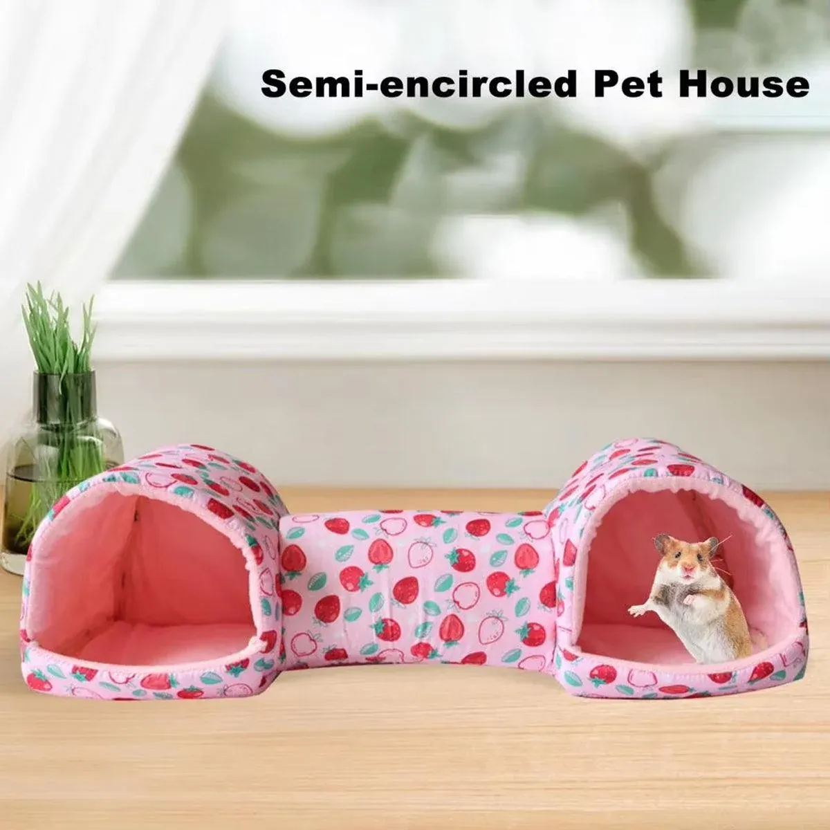 Small Pet Hamster Nest House Cotton Tunnel Comfortable Bedding for Hamsters - Pink — image 5