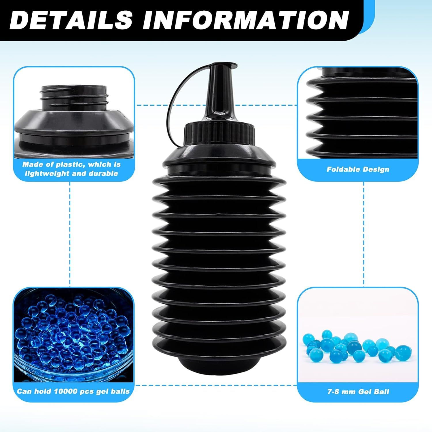 4 Pack Gel Ball Blaster Gun Accessories Bullets Beads Refill Ammo Bottle Plastic Hopper Accessories for Gel Gun Outdoor Party Game โ image 4