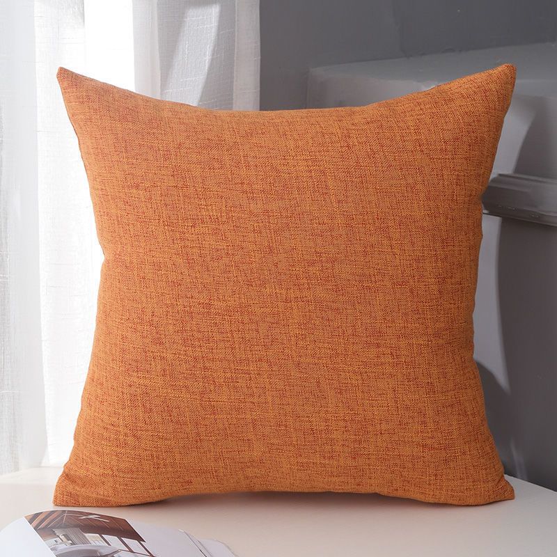 Le Su Cotton Linen Cushion Solid Color with Core 13# Orange 50*50-single pillowcase