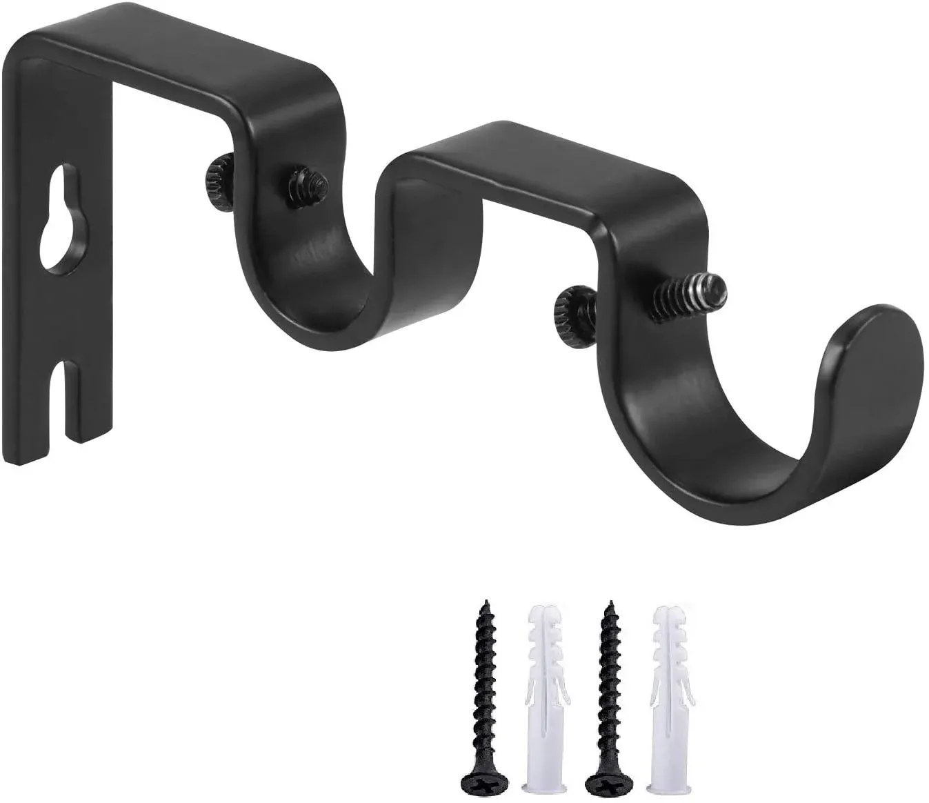 6 Pack Double Curtain Rod Brackets, Heavy Duty Metal Holders for 1 In and 5/8 In Rods, Black — image 2