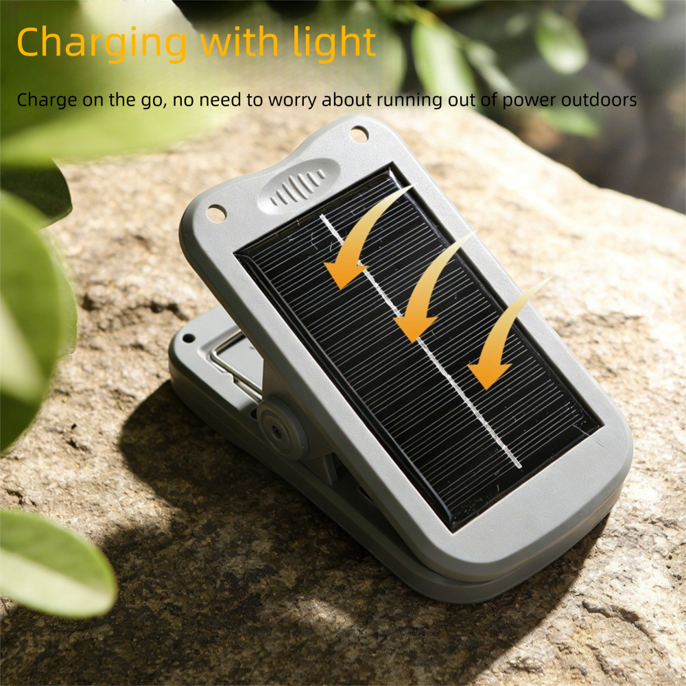 Solar Camping Lantern with Clip Beige- 2000mAh USB and Solar Rechargeable, Waterproof Portable Tent Light with Digital Display for Outdoor Hiking โ image 4
