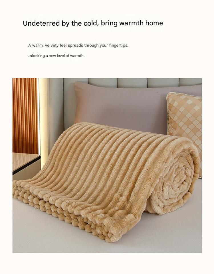100*150cm Blue Solid Colour Flannel Throw Blanket - Thick Double-Sided Fleece with Ribbed Texture - Soft throw blanket& Lightweight for Sofa, Bed, Office Nap โ image 4