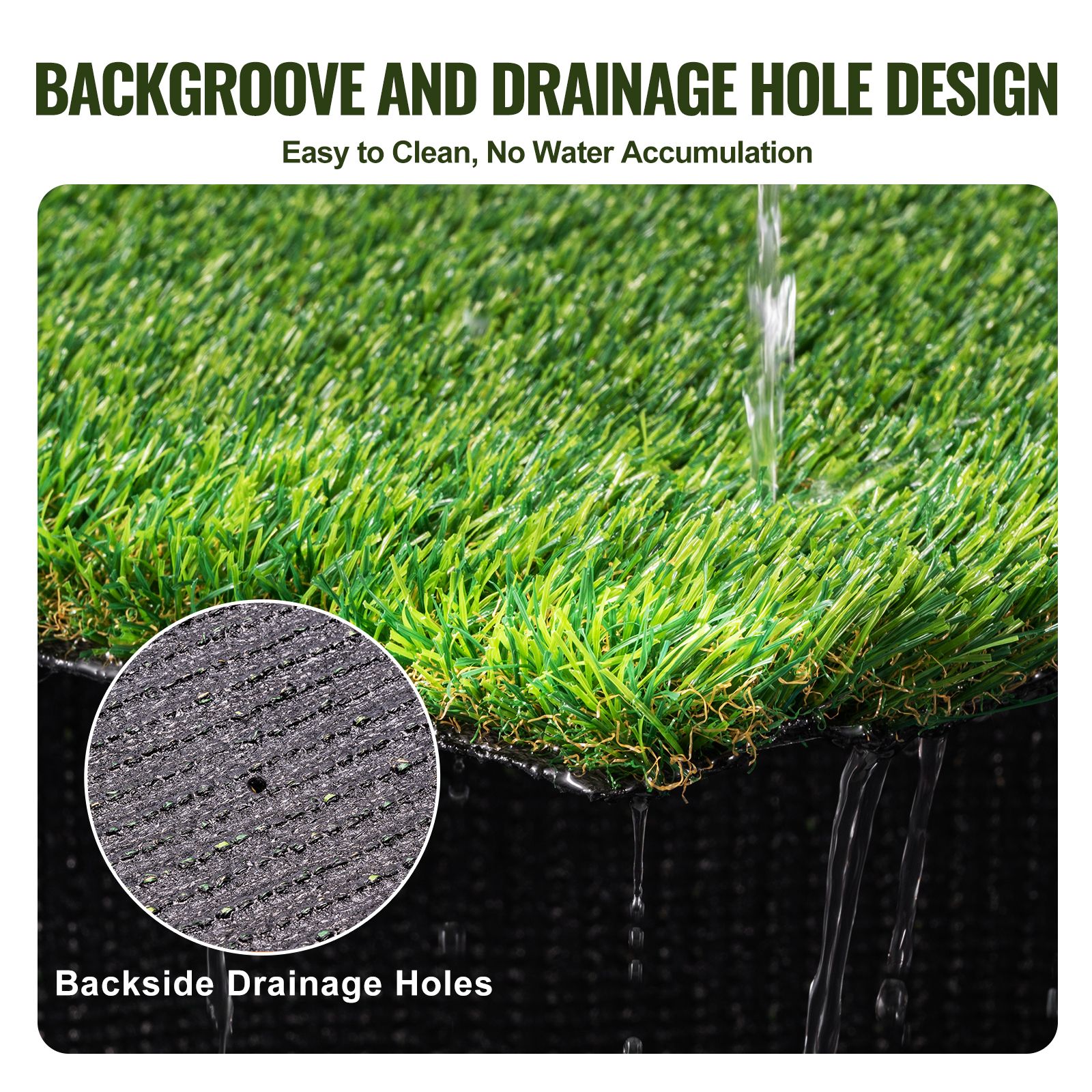 Artifical Grass, 6 x 10 ft Rug Green Turf, 1.38"Fake Door Mat Outdoor Patio Lawn Decoration, Easy to Clean with Drainage Holes, Perfect For Multi-Purpose Home — image 5