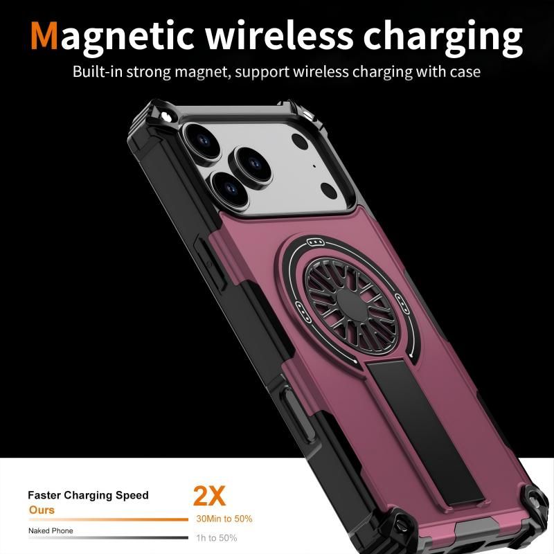 Armor Heavy Duty Magnetic Rotating Ring Kickstand Phone Case For iPhone 15 Plus, Anti-Drop Protective Cover In Purple — image 6