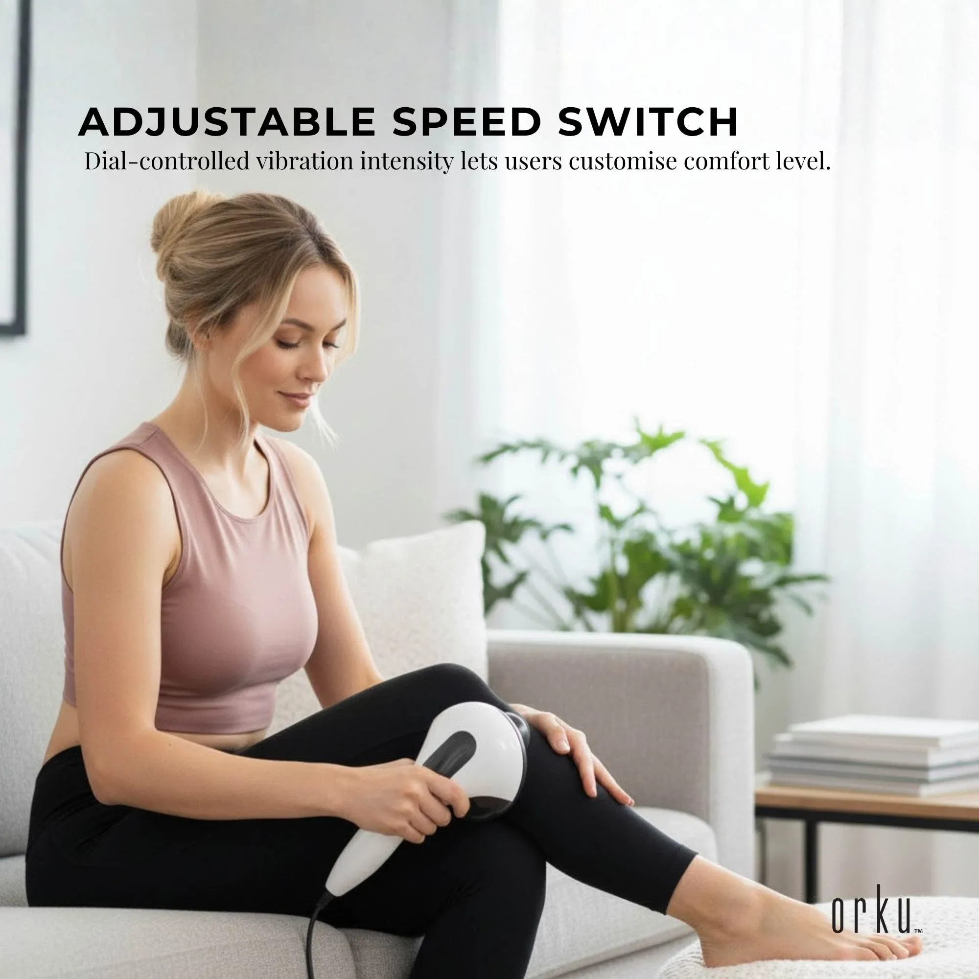 Orku Handheld Body Massager 4 Heads Adjustable Speed 28W Black โ image 4