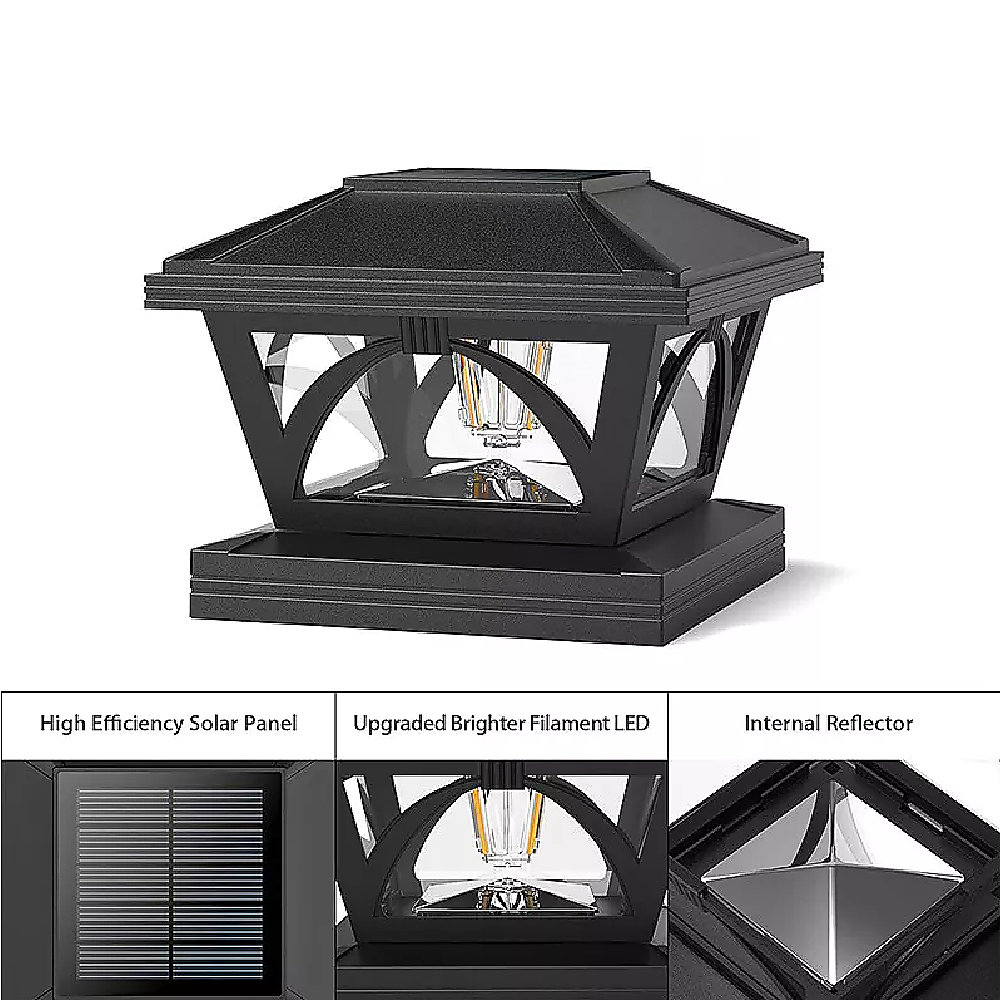 2 Pack Outdoor Flame Light Solar Post Deck Fence Cap — image 5