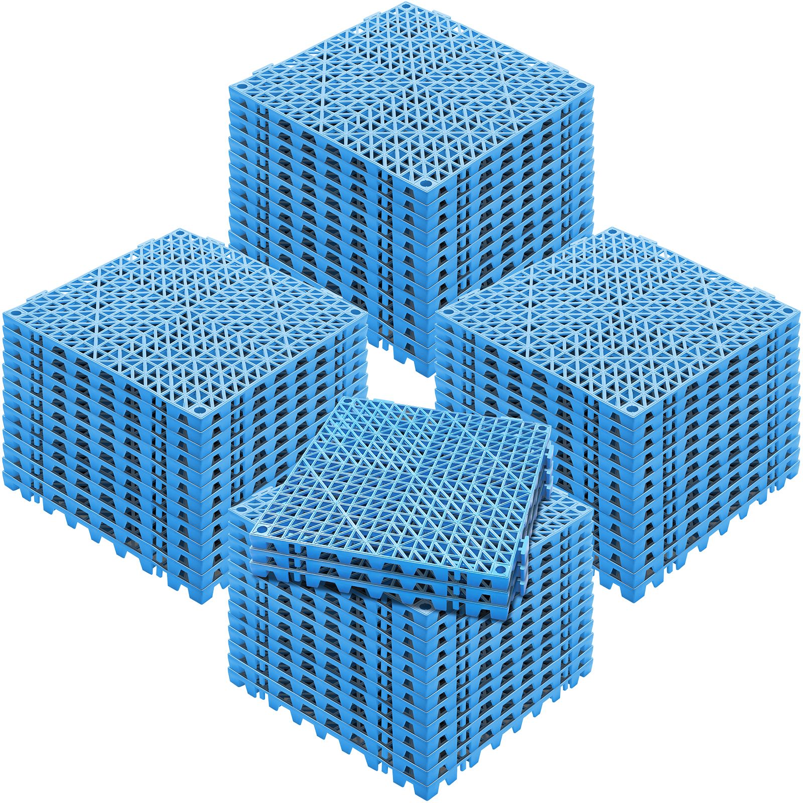 Modular Interlocking Cushion, 55 Pack 30 x 30 cm Splicing Drainage Mats, Soft PVC Interlocking Drainage Floor Tiles, Non-Slip Drainage Holes for Restroom