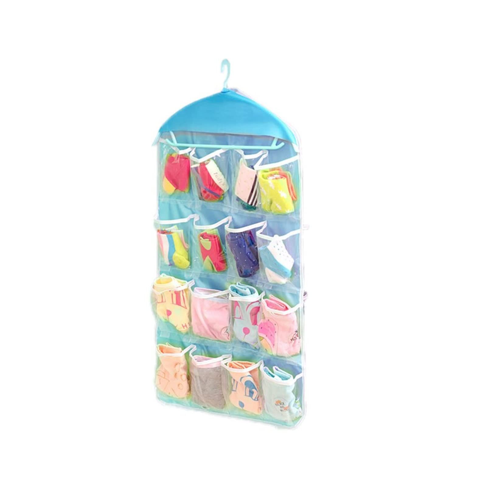 16 Clear Pockets Hanging Shoe Racks Holders Behind Door Durable Doors Shoe Storage Pockets for Closet Door for Home(Blue) — image 4