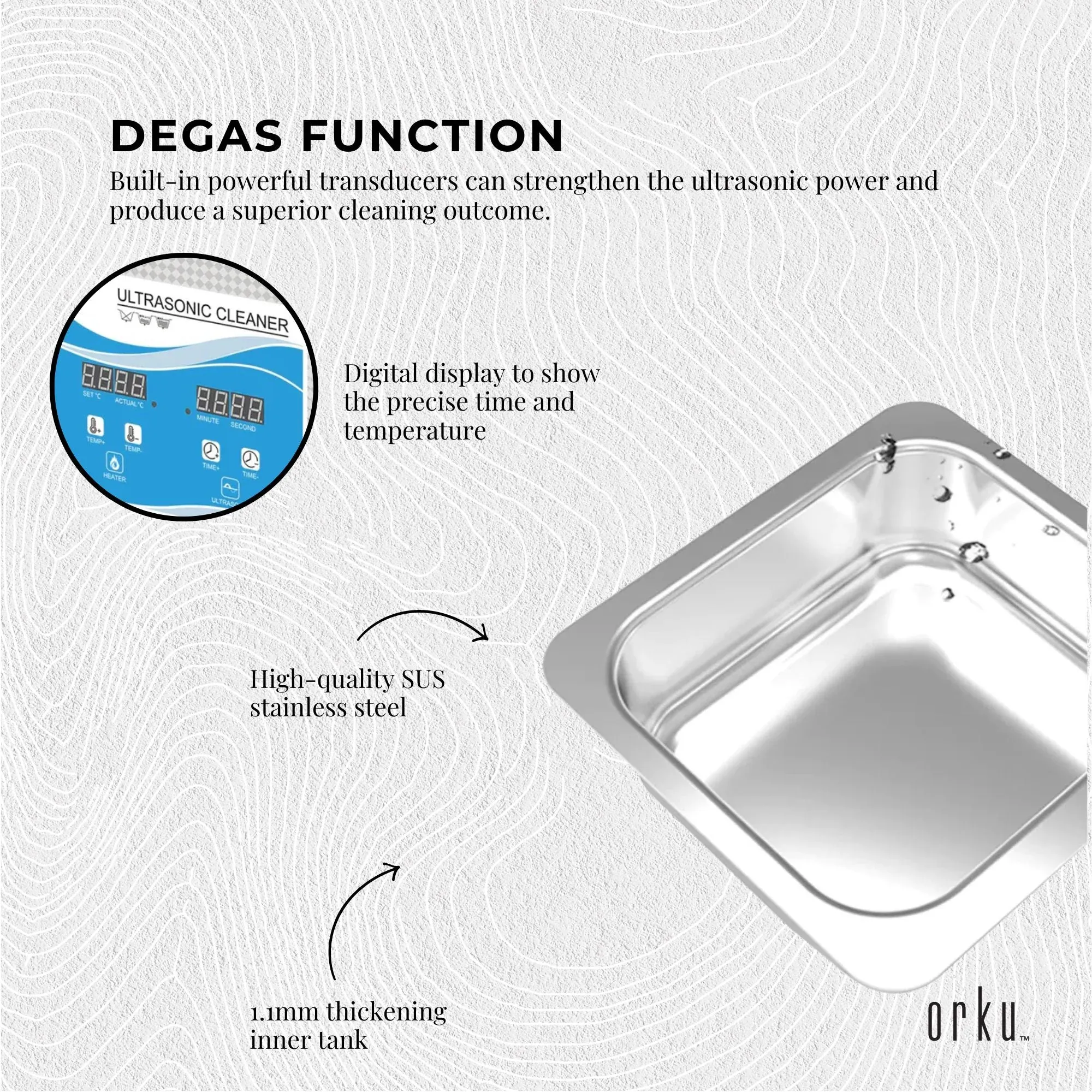 Orku 2L Digital Ultrasonic Jewellery Cleaner for Watches and Parts — image 6