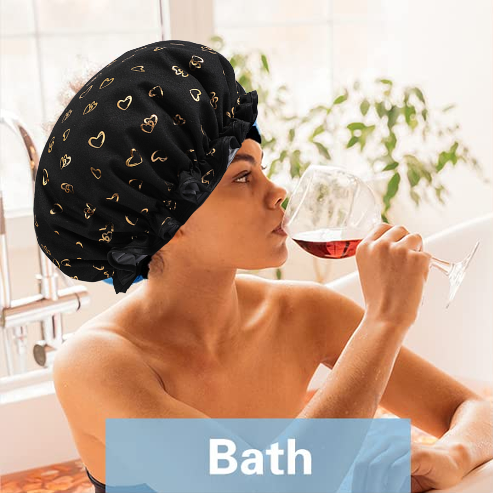 Shower Caps, 3-pack for women, waterproof and double layered โ image 5