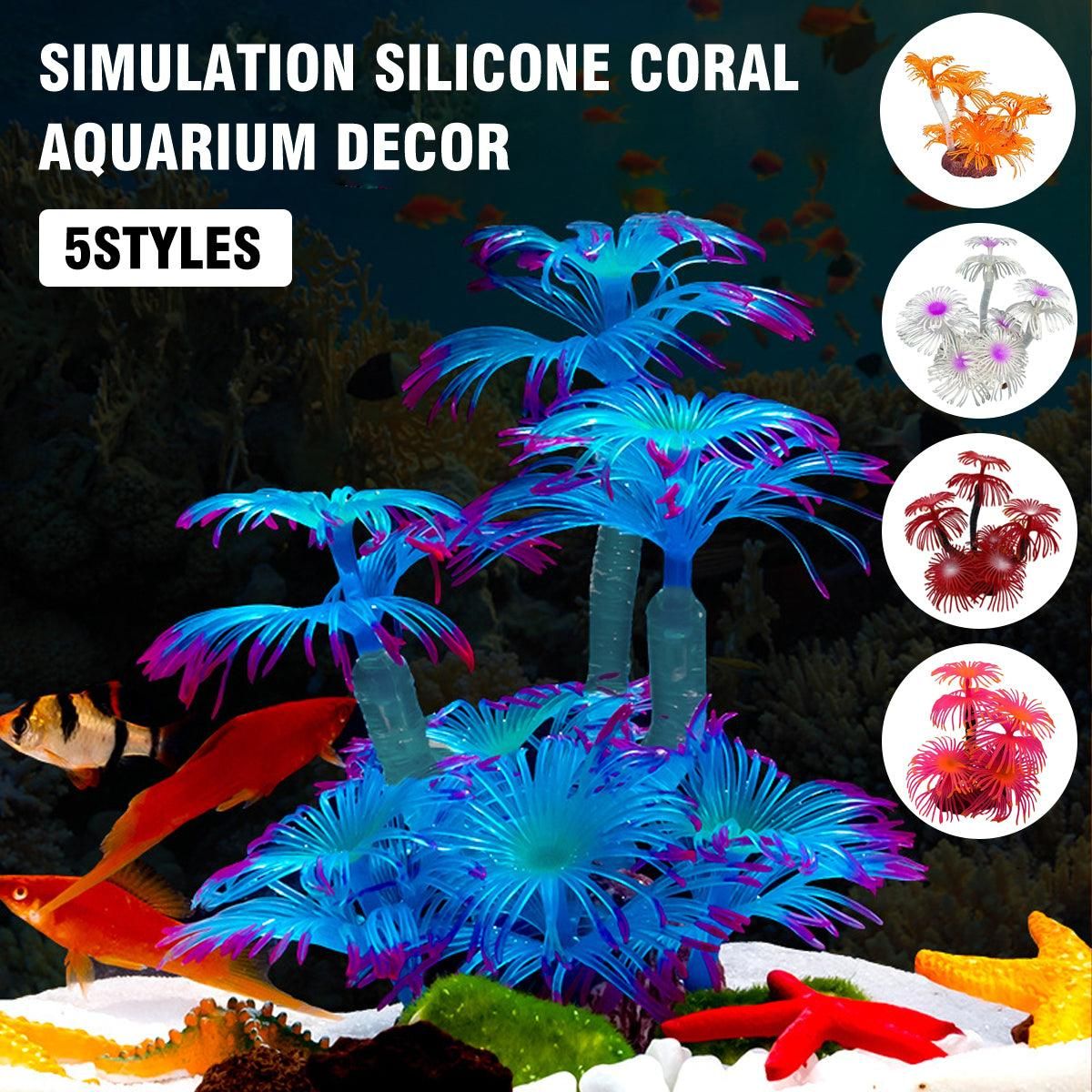 Soft Silicone Coral Aquarium Decoration Odor-Free Fish Tank Scenery Simulation - White Pink — image 2