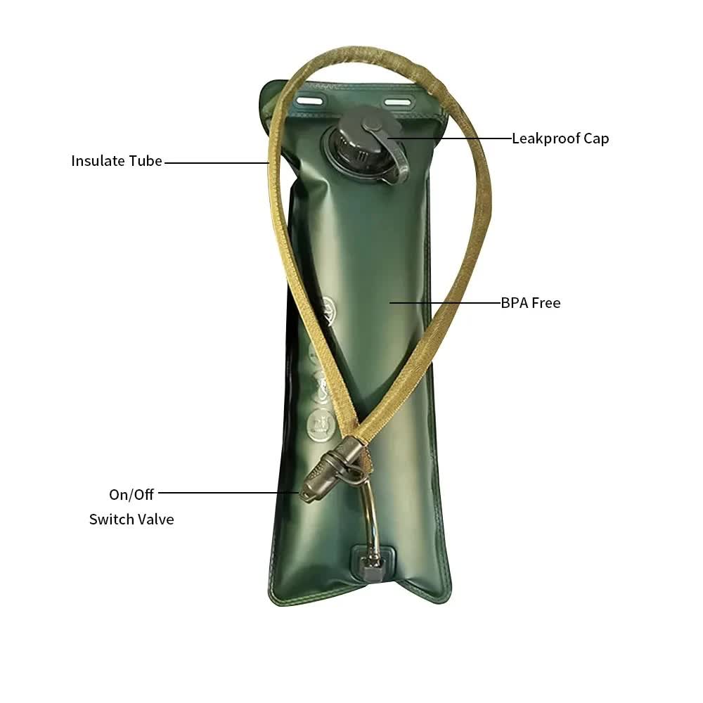 Outdoor Khaki 3L Hydration Bladder for Running & Cycling - Eco-Friendly PEVA Material Water Reservoir Pack Insert with Bite Valve & 93CM Water Pipe β image 5