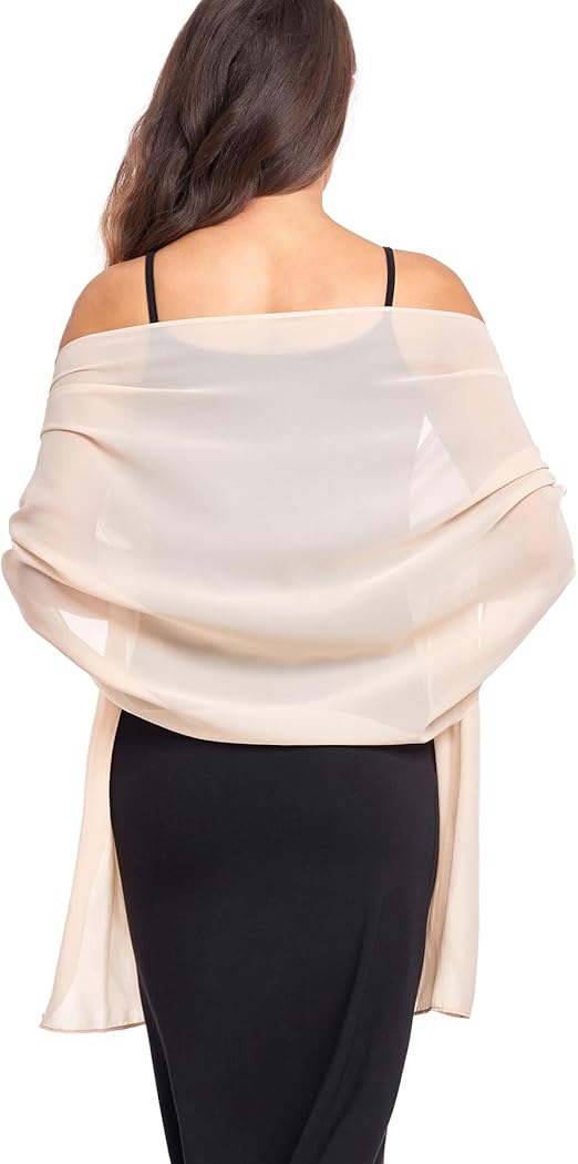 Women's Beige Chiffon Scarf 175x70cm - Ultra Soft Lightweight for Travel & Shoulder - Compact Design โ image 3
