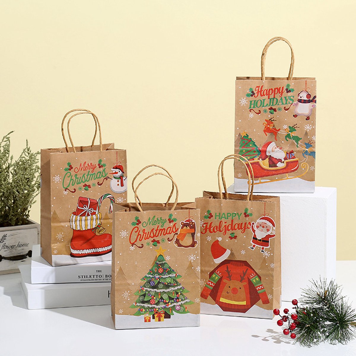 Gift Bags - 8 pieces - Christmas gift bags - Paper gift bags - Christmas gift bags - Kraft paper bags - Suitable for Christmas Eve and Christmas gift โ image 4