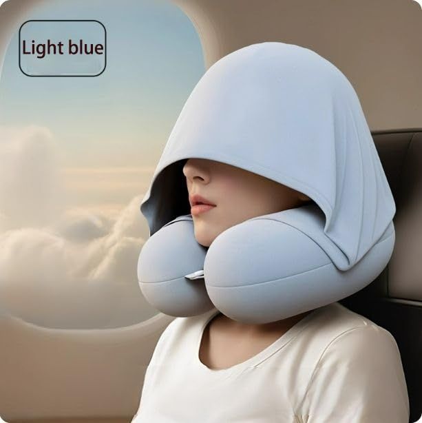 Travel Pillow with Hoodie – Memory Foam Neck Support, Soft & Comfortable, Elastic Removable Washable Cover – First-Class Comfort for Flights, Road Trips, and — image 6