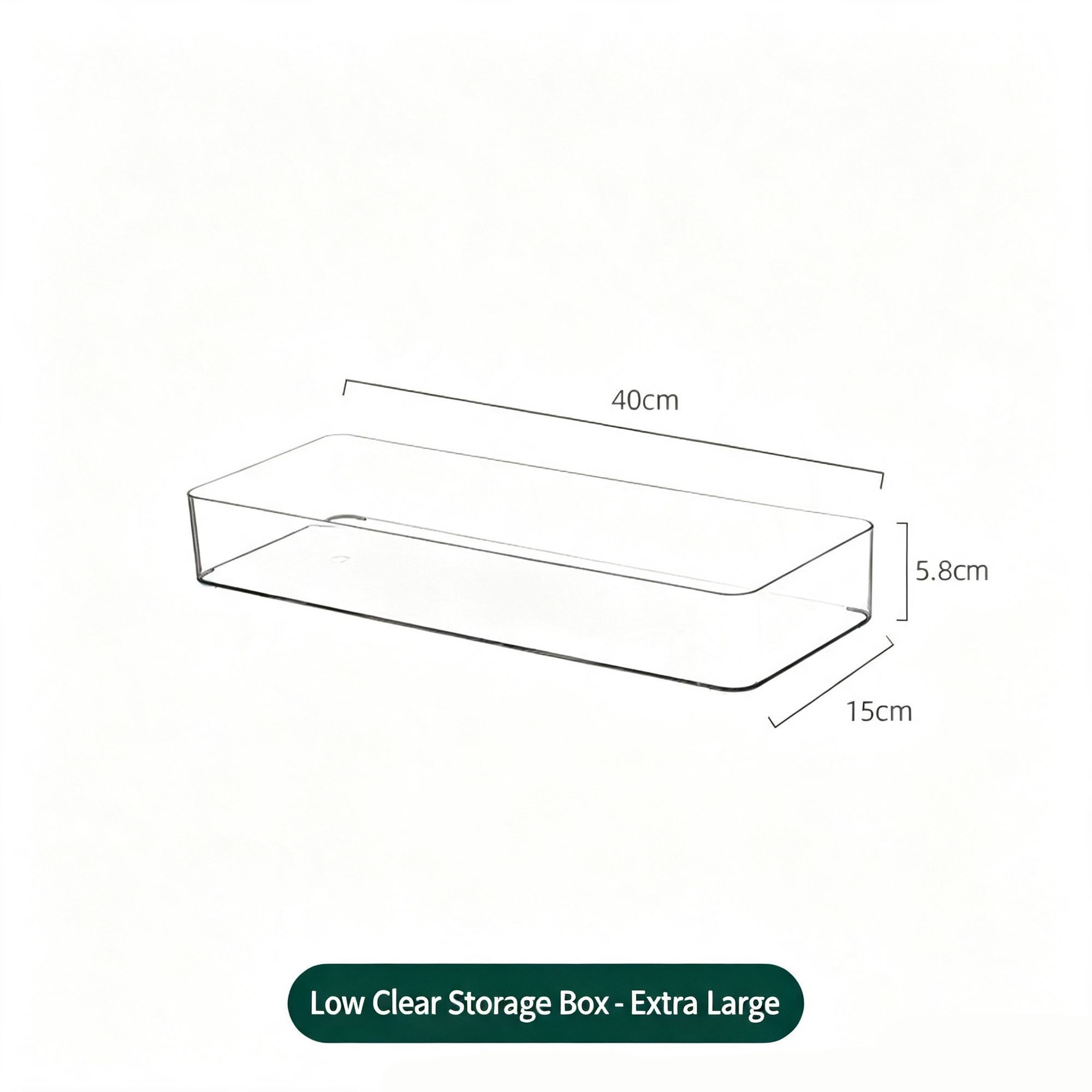 Low Profile Extra Long Clear Storage Box, Acrylic Organiser For Bathroom Mirror Cabinet