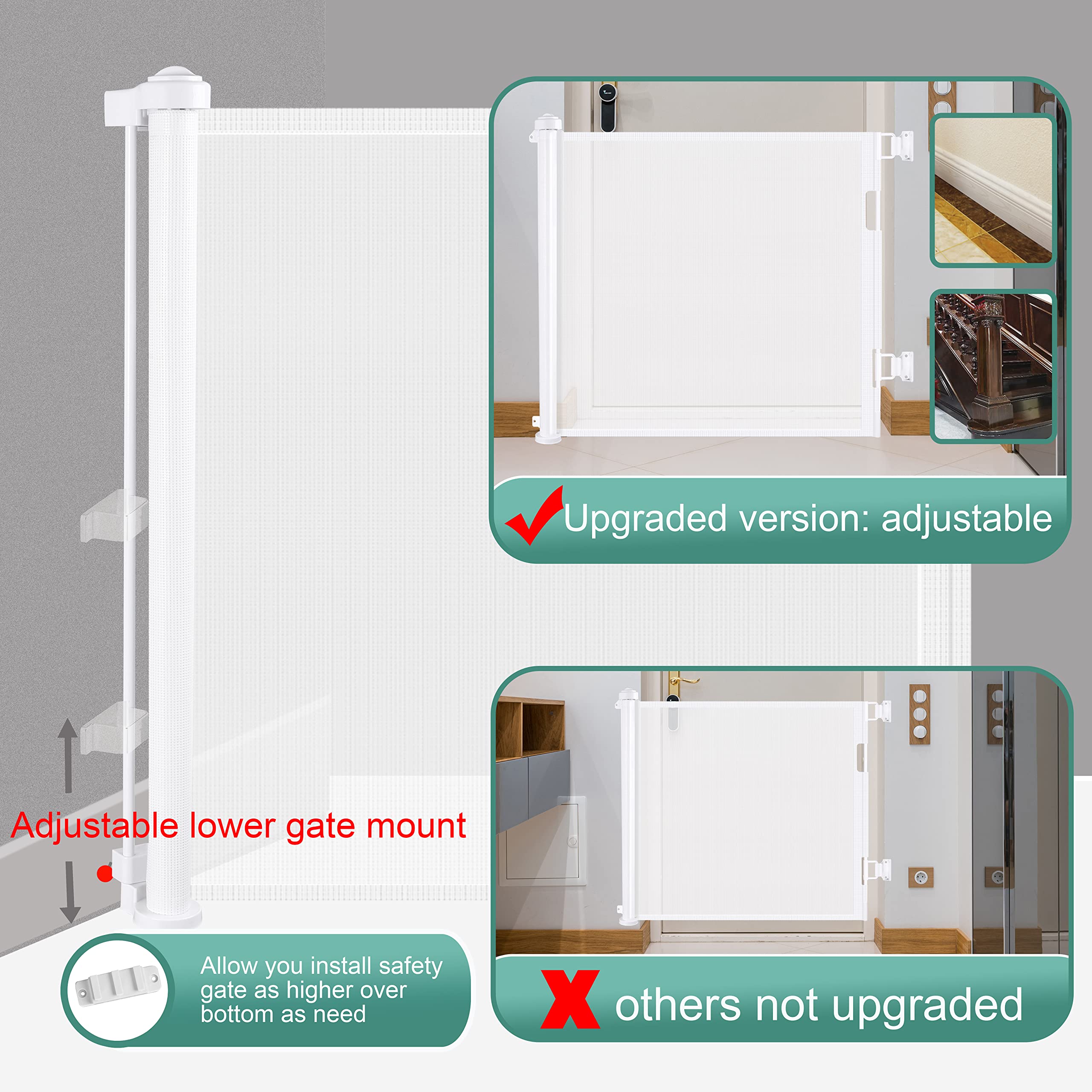 Retractable 1.5M Doorways Hallways Stairs Baby Gate Dog Pet Gate Indoor Outdoor Safety Gates White โ image 5