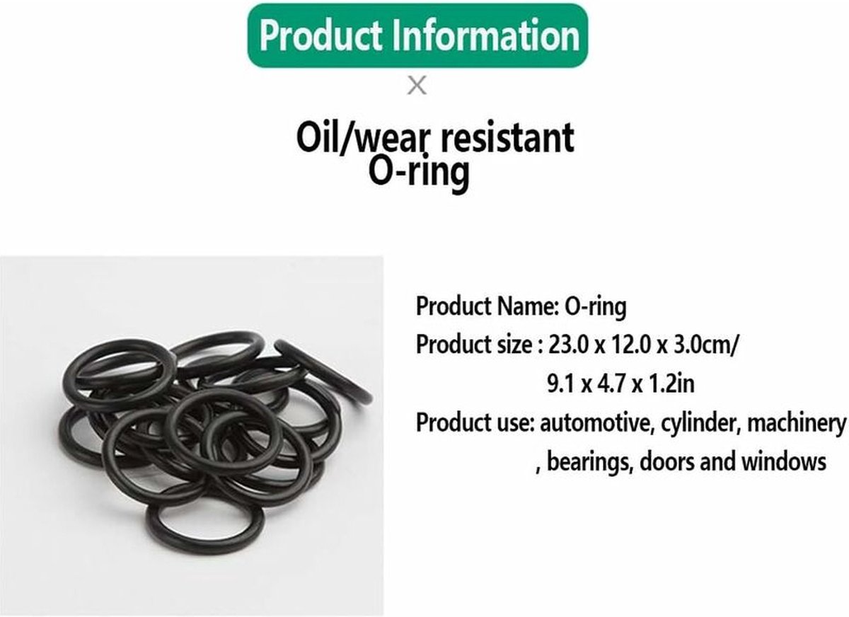 O-rings rubber rings - 225 pieces - 18 sizes - 6x2mm - with assortment box โ image 2