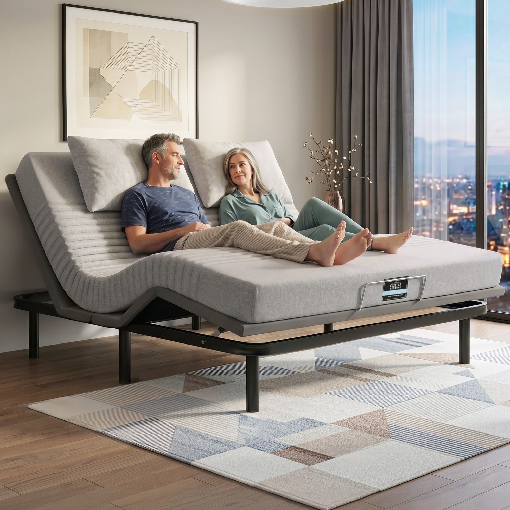 Artiss King Bed Frame and Giselle Bedding King Memory Foam Mattress Set, Electric Bed Base with Zero Gravity & 7 Zone Cooling Comfort for Back Pain Relief