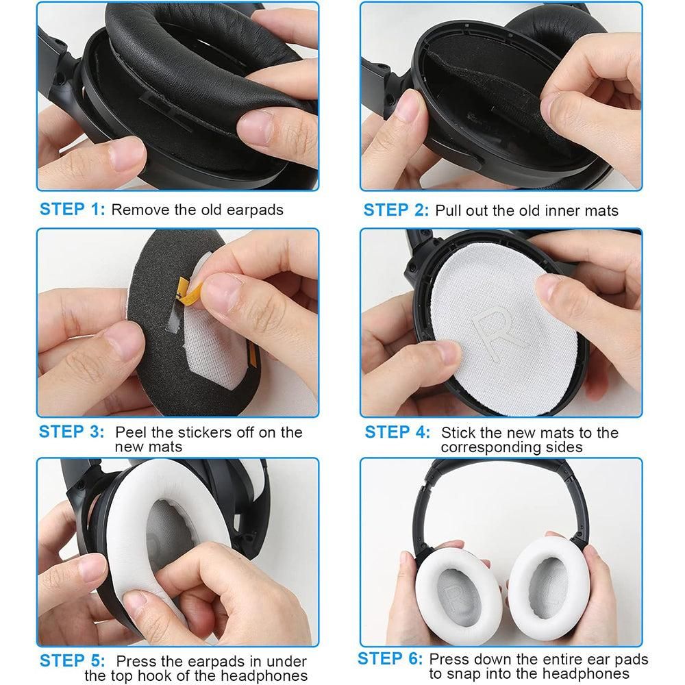 Pair of Replacement Ear Pads for Bose QC45 Headphone Ear Cushions White โ image 2