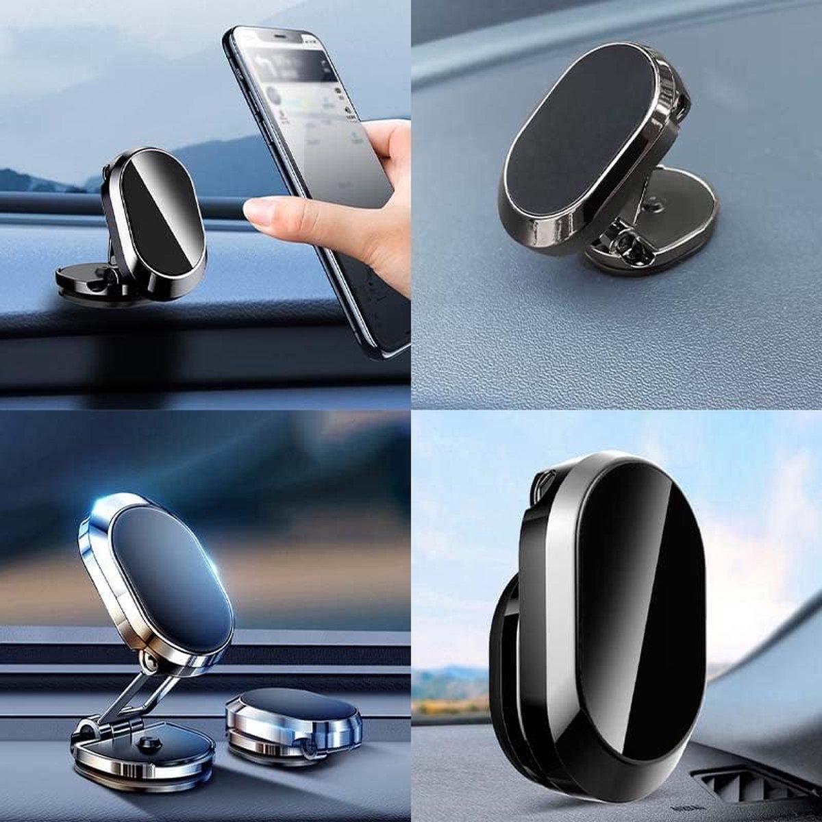 Magnetic Car Phone Holder - Foldable Multi-Angle Rotation - 360 Degree Rotatable Magnetic Phone Holder - For Mobile Phones / Smartphones In The Car - Universal — image 3
