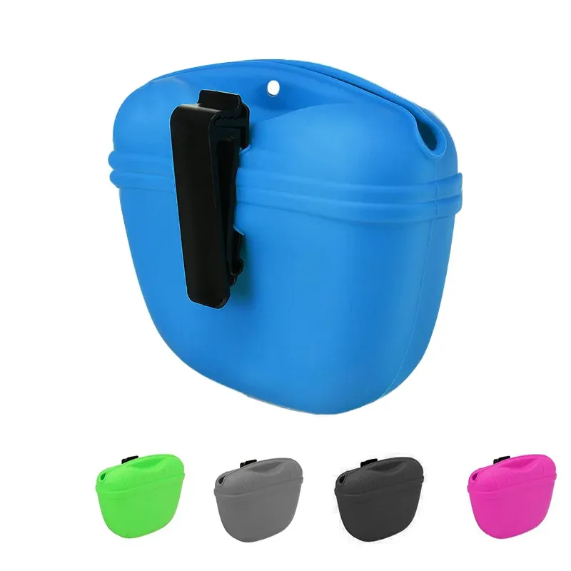 Dog Training Treat Bag Silicone Pet Pouch with Clip Waist Belt Snack Holder - Grey — image 3