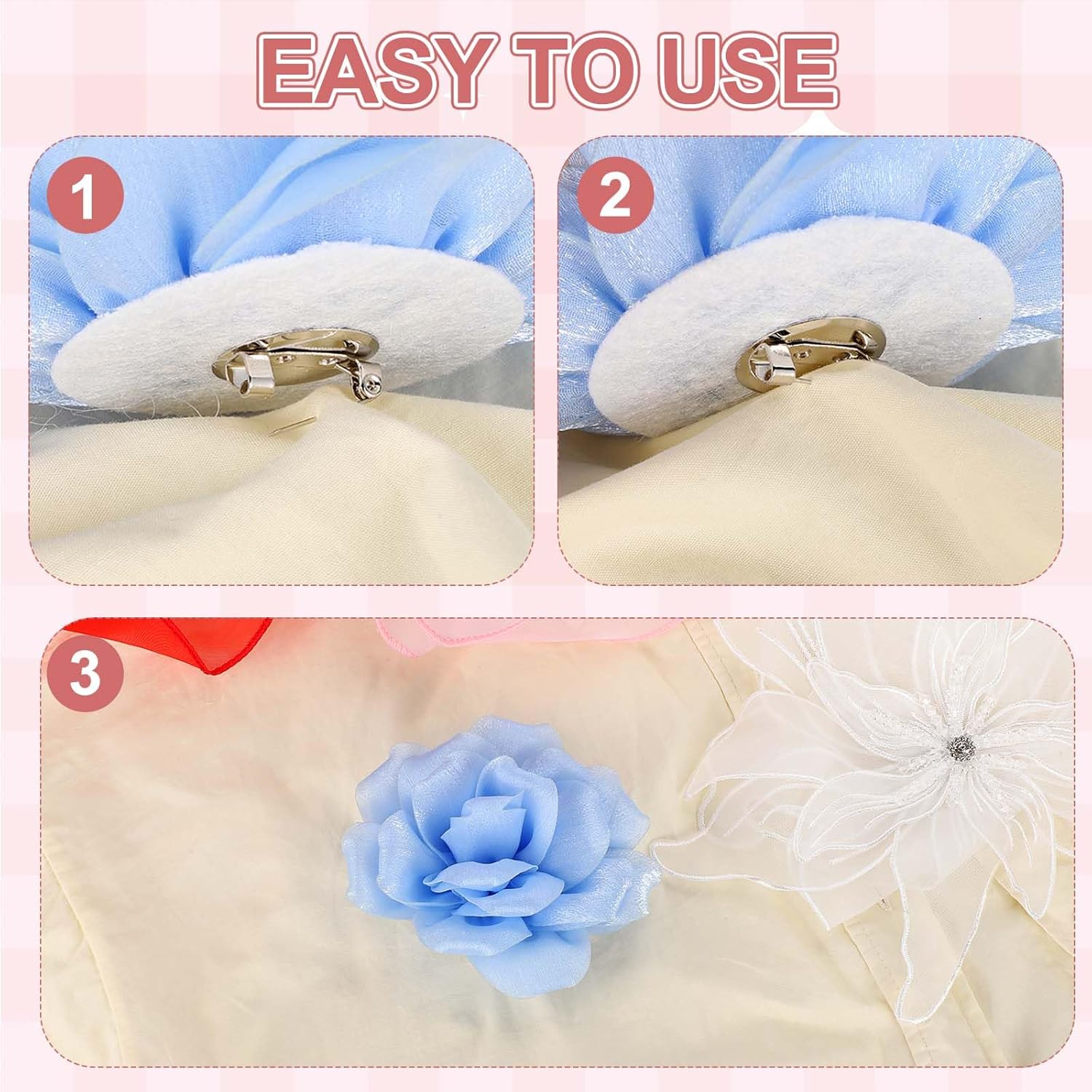 Large Satin Fabric Flower Brooch for Women Organza Elegant Floral Pins Brooches Wedding Dance Party Clothes Dress Hat Accessories Green, Khaki โ image 3
