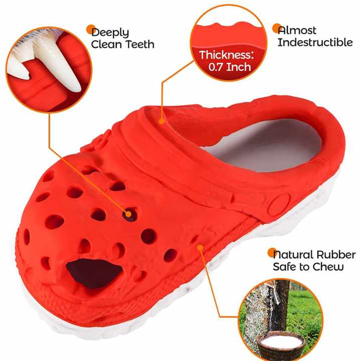 Size S Yellow Tough Slipper Dog Chew Toy - Natural Rubber Treat Dispenser & Teeth Cleaner for Interactive Play & Boredom Relief โ image 3