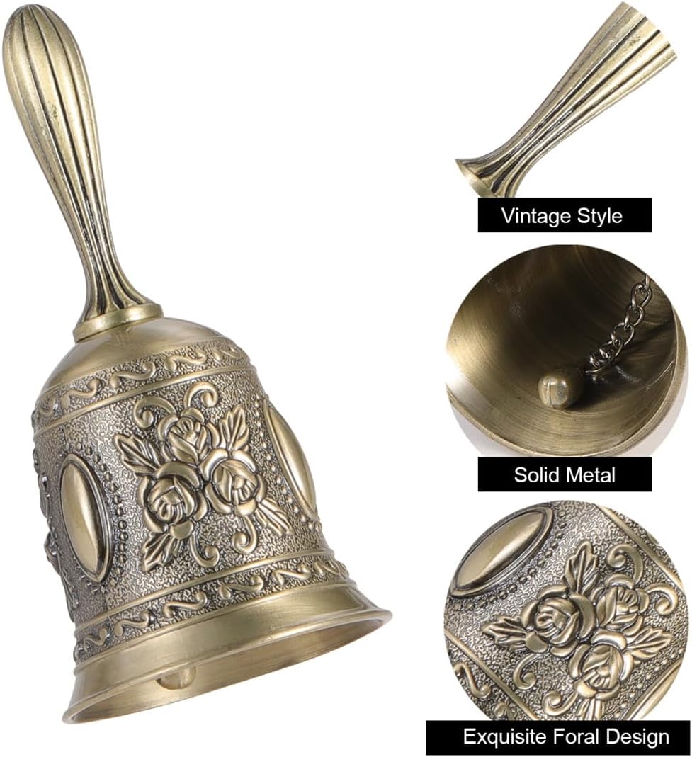 Hand Bell Service Call - Vintage Metal Dinner Bell for Weddings, Seniors, Bedside - 1 Pack โ image 4