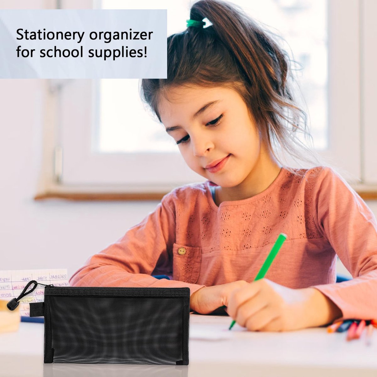 2pcs Transparent pencil case with zipper (21 x 11.5 cm) - Waterproof - For Girls and Boys โ image 5