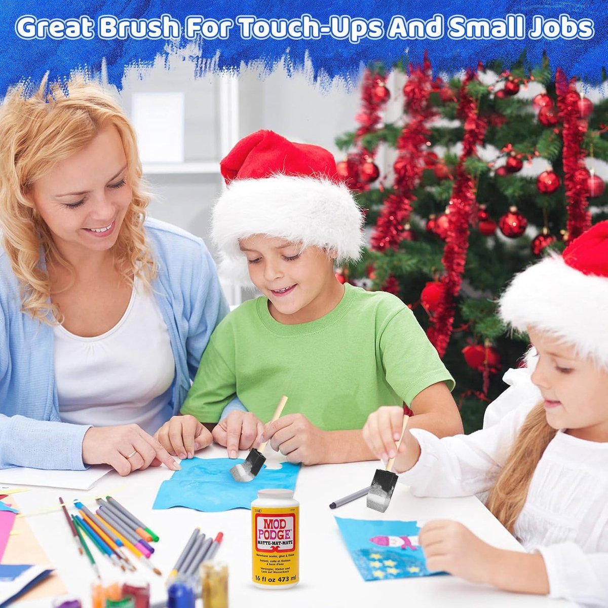 Foam paint brushes - 8 pieces, 4 cm wide - Sponge brushes for smooth painting - For staining and craft projects — image 3