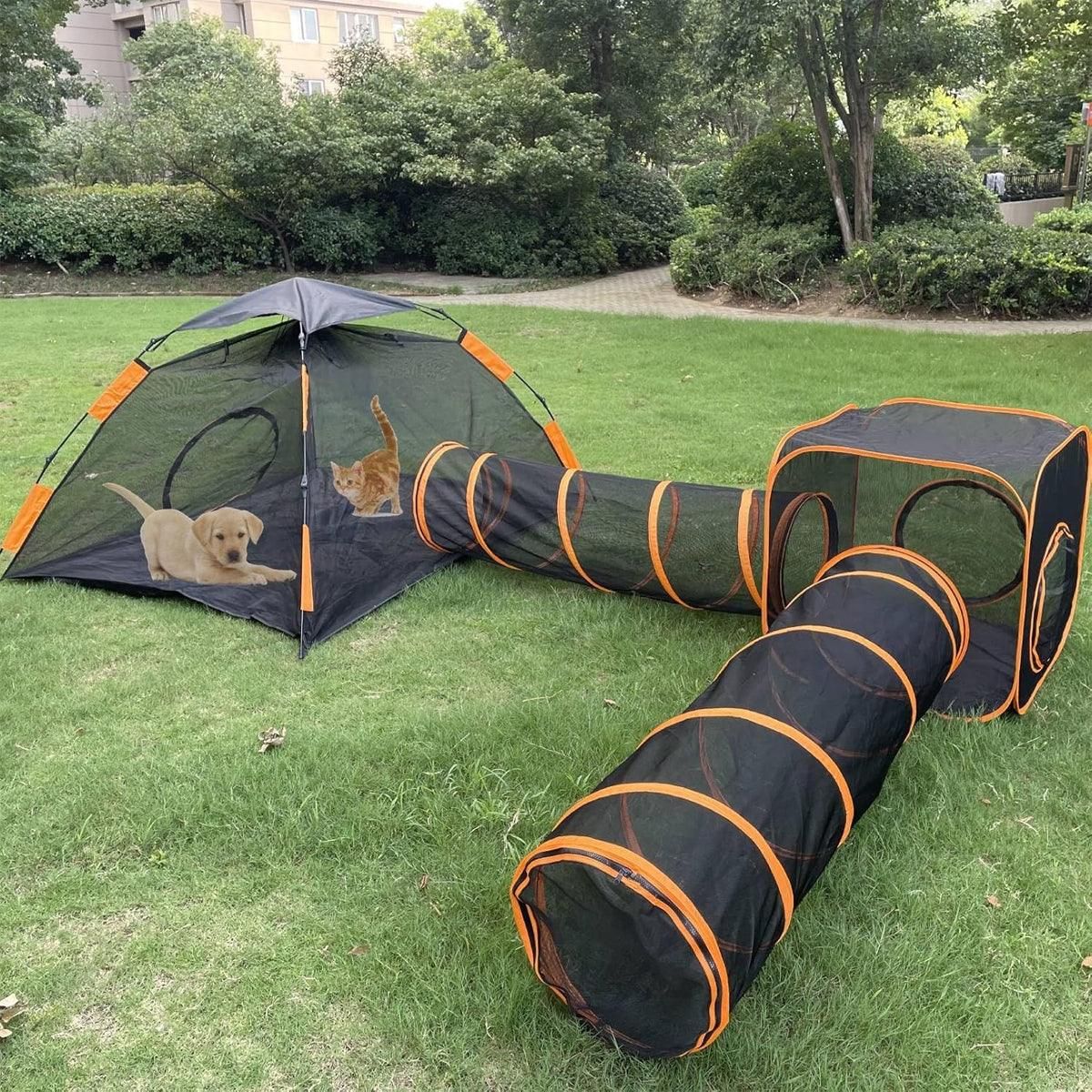 4pcs Outdoor Pet Enclosure Dog Cat Folding Tunnel Italian Combination Tent — image 4