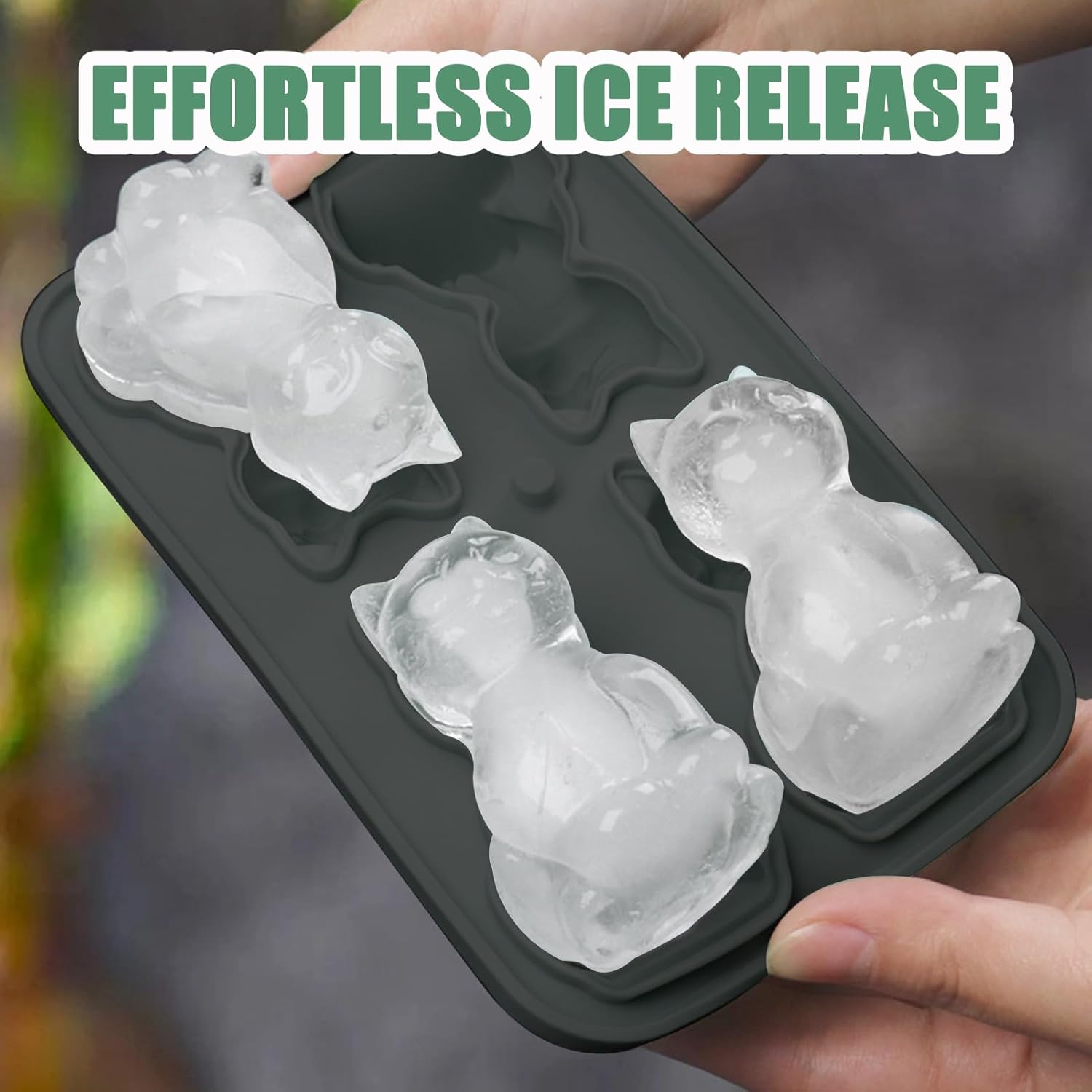 3D Cat Ice Cube Mold, Ice Cube Tray with Funnel for Cocktails, Bourbon, Brandy, Whiskey Gifts for Men, Silicone Fun Shapes Black Cute (CAT) — image 5