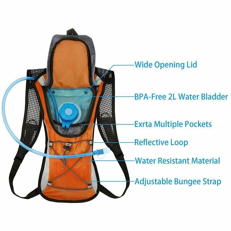 Hydration Pack Backpack Bag with 2L Water Bladder for Hiking Camping Cycling Running - Pink — image 4