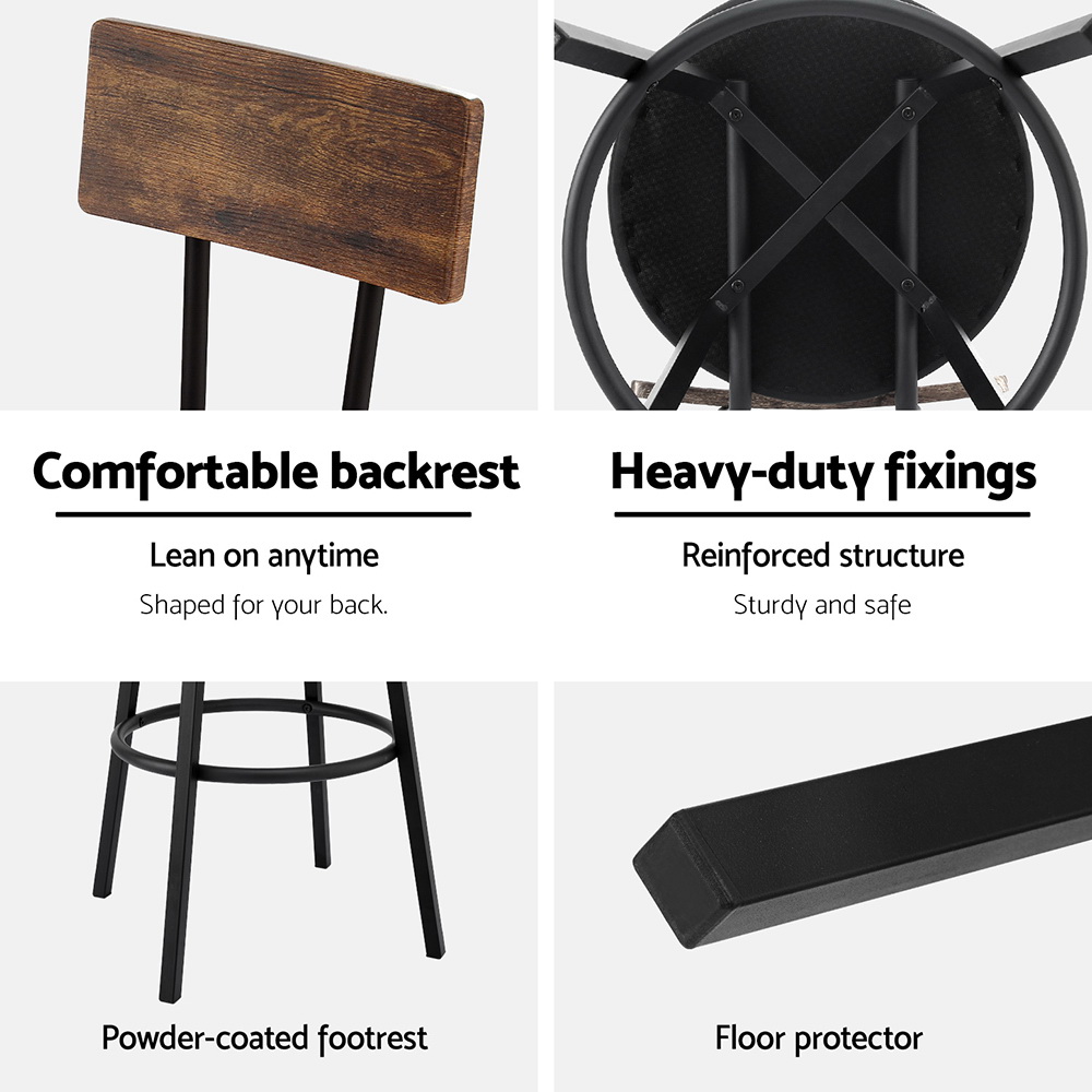 Artiss 2X Industrial Bar Stools Upholstered Counter Chairs Steel Frame Anti-Scratch โ image 6