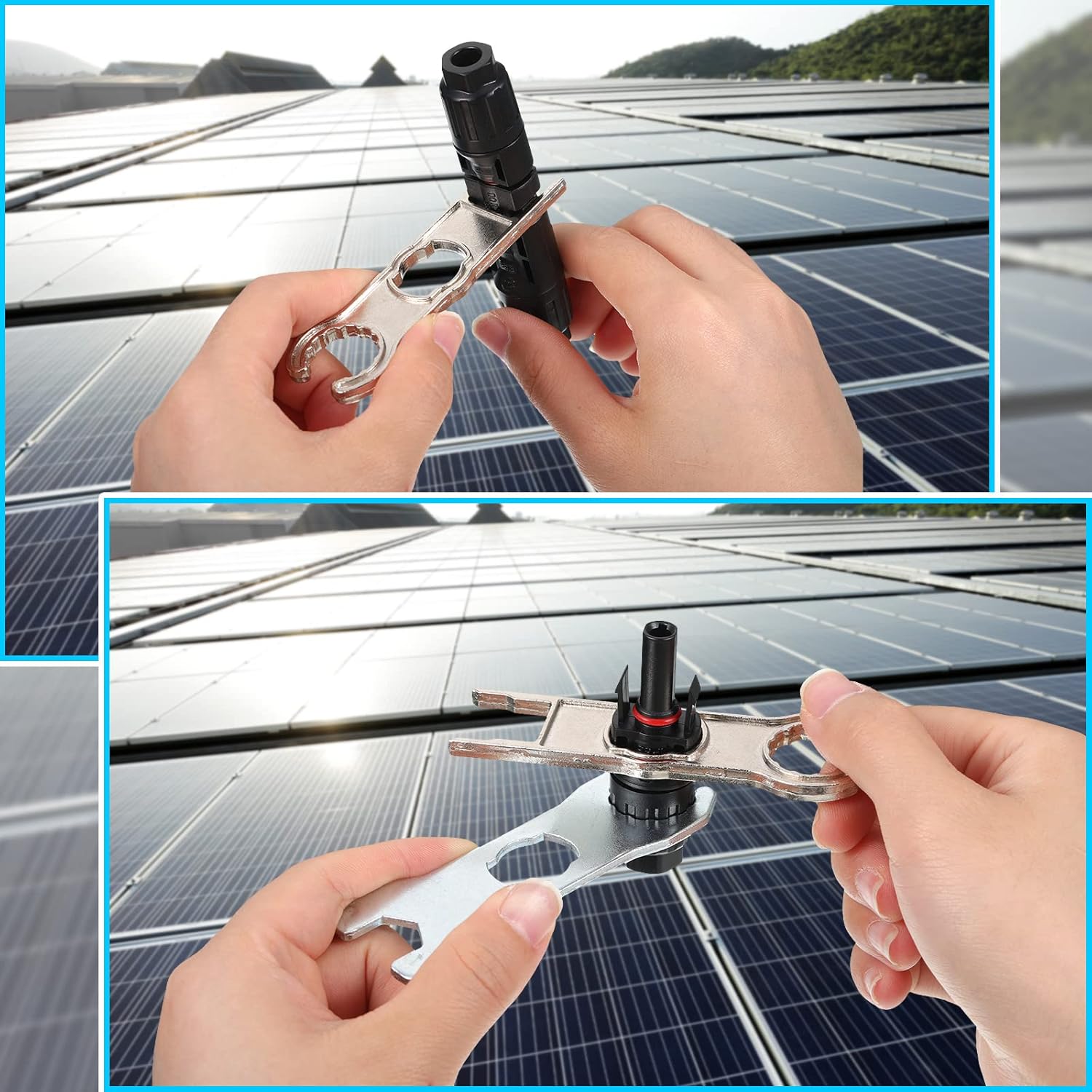 Landhoow 6 Pcs Solar Panel Connector Tool Solar Metal Spanner Wrench Solar PV Disconnect Removal Tools Crimping Tool for Solar Panel Cable PV System Wire and — image 2