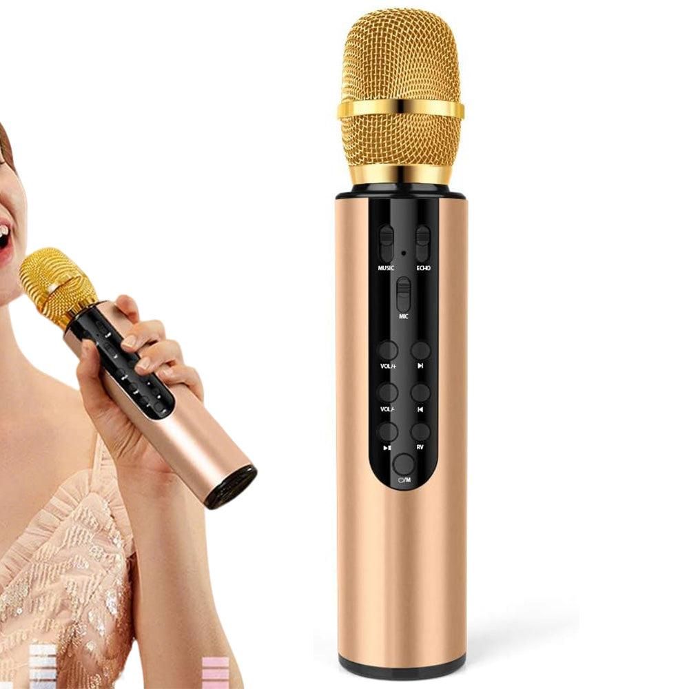 Multifunctional Wireless Bluetooth Karaoke Microphone Gold