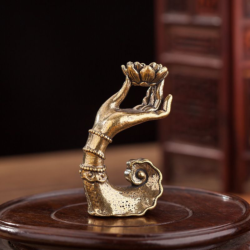 Antique brass creative bergamot lotus incense burner home desktop tea pet ornaments handicrafts durable and easy to clean โ image 2