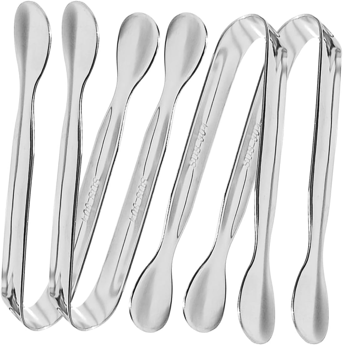 4 Pcs Ice Tongs Sugar Cubes Tongs, Mini Serving Tongs, 304 Stainless Steel, Silver, 4.33 x 0.63 inches