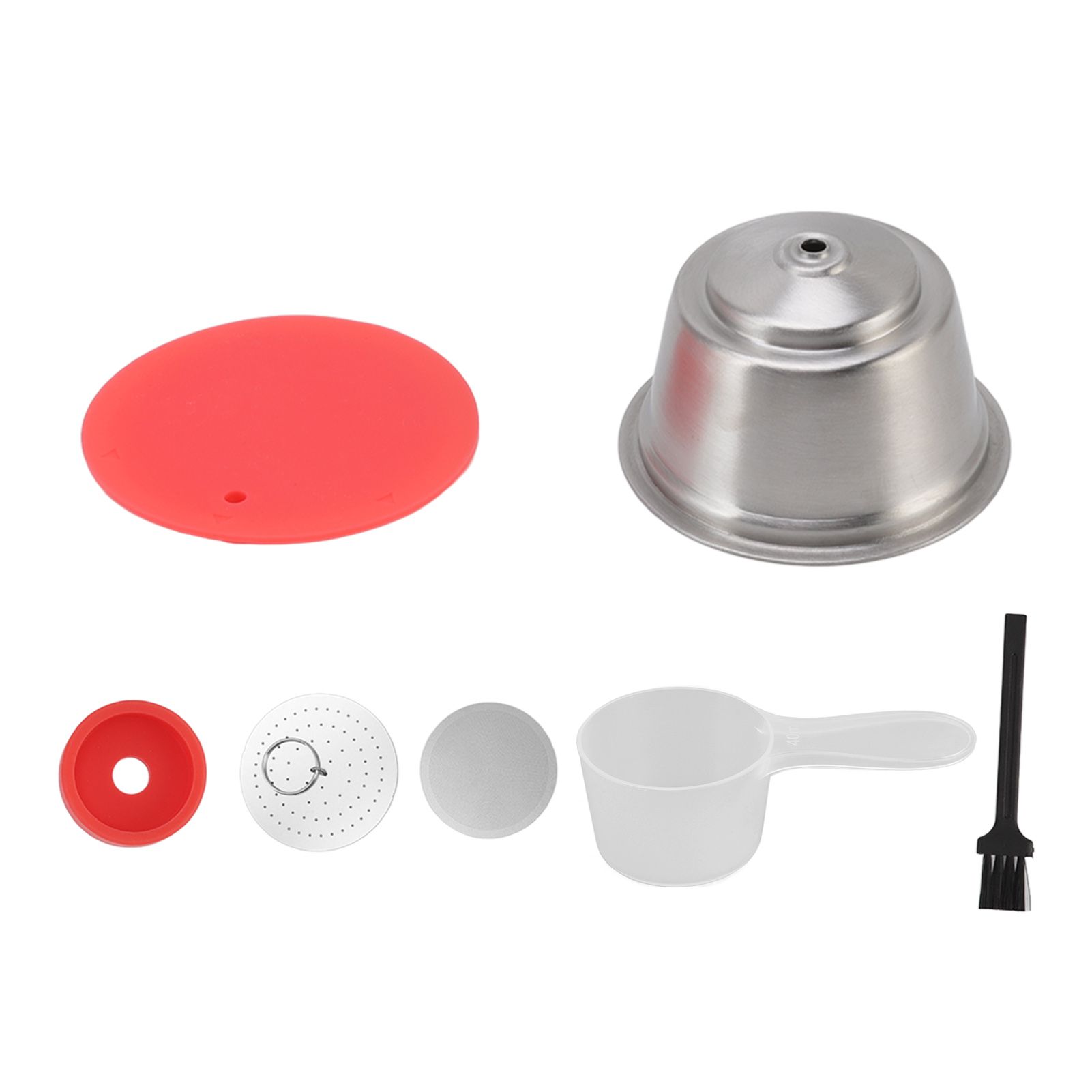 Stainless Steel Refill Coffee Capsules Reusable Coffee Filter Cup Set with Powder Cover for Dolce Gusto Red โ image 3